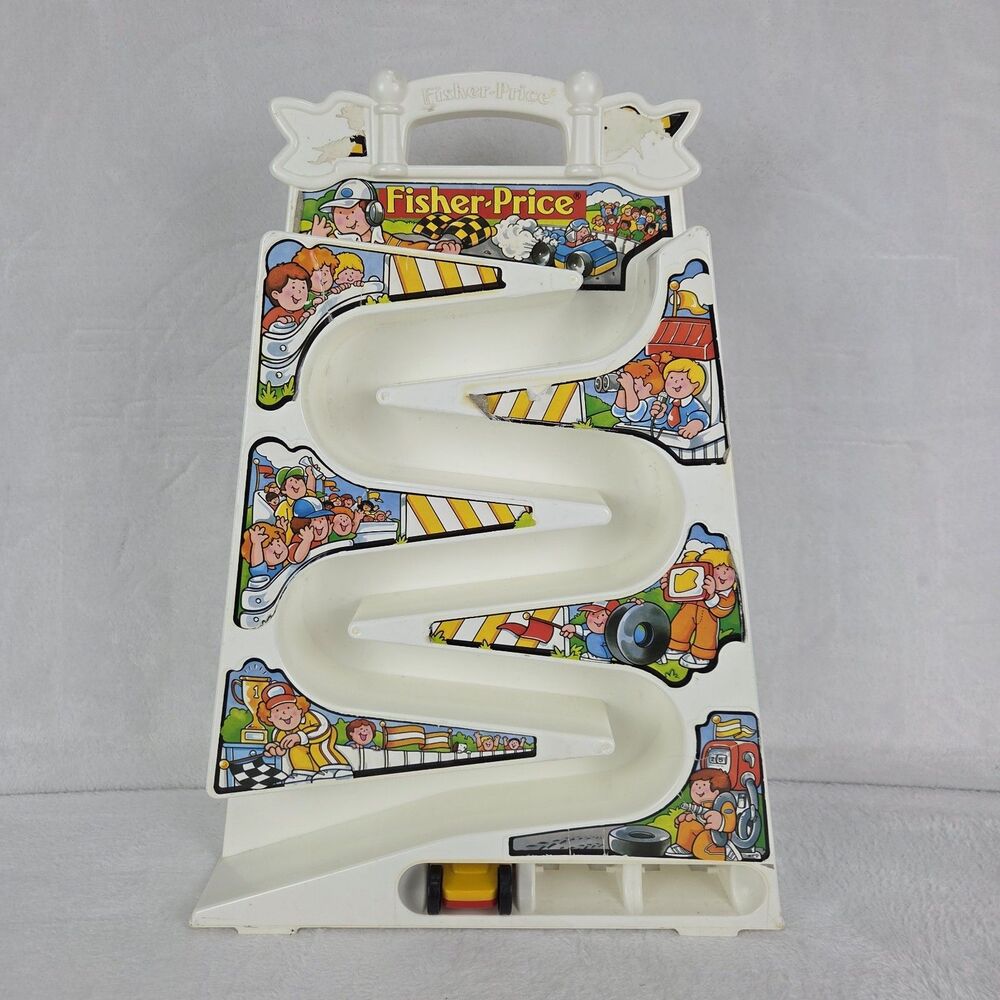 Vintage Fisher-Price Tumbling Racers Track Vertical Track With 1 Race Car